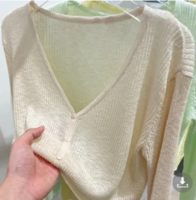 Women's Ice Silk Knitted Cardigan Top - Solid Color, UPF30 Sun Protection, Japanese Korean Leisure Style