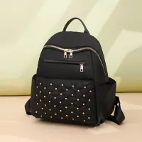 PU Women Casual Zipper Design Solid Color Large Capacity Backpack