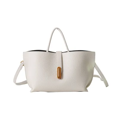 Women Fashion Casual Large Capacity PU Latch Tote Shoulder Bag