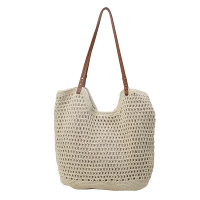 Summer Women Casual Vacation Beach Straw Woven Large Capacity Shoulder Tote Bag