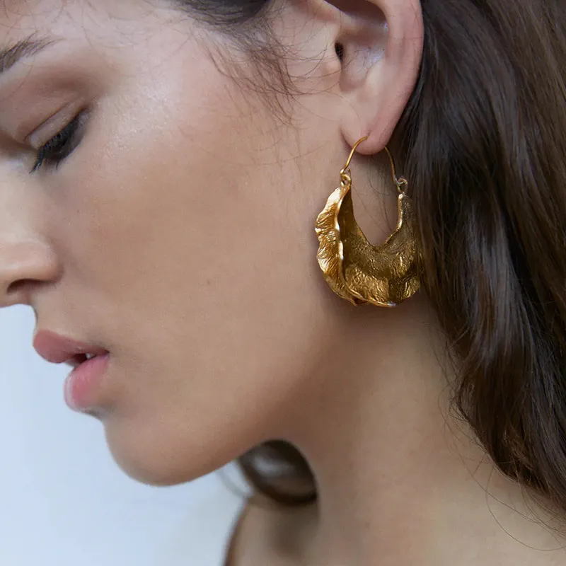 Women Geometric Gold Alloy Exaggerated Earrings
