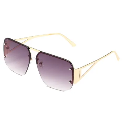 Simple Retro Half Frame Square Sunglasses Personality Trend Metal
