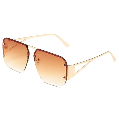Simple Retro Half Frame Square Sunglasses Personality Trend Metal