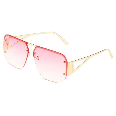 Simple Retro Half Frame Square Sunglasses Personality Trend Metal