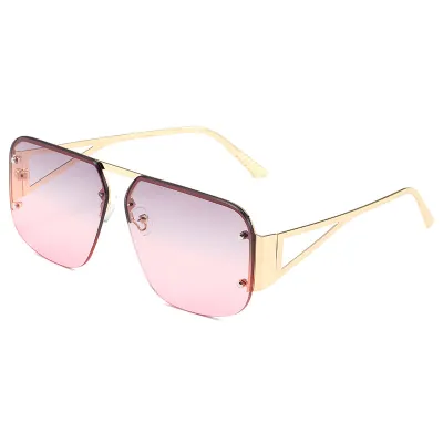 Simple Retro Half Frame Square Sunglasses Personality Trend Metal