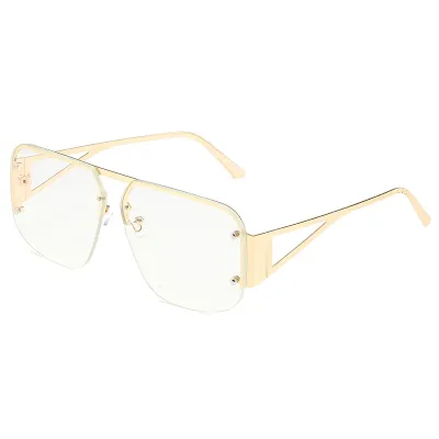 Simple Retro Half Frame Square Sunglasses Personality Trend Metal