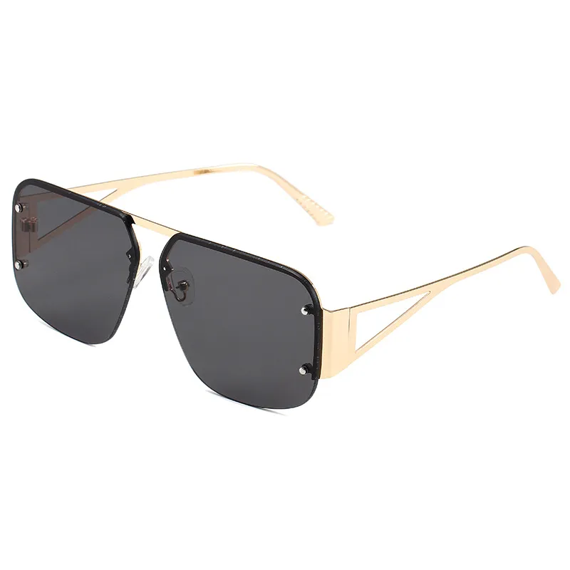 Simple Retro Half Frame Square Sunglasses Personality Trend Metal