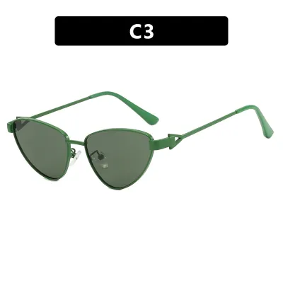 Women Fashion Triangle Cat Eye Metal Frame Sunglasses