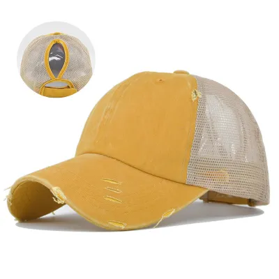 Unisex Solid Color Hole Custom Trucker Cap