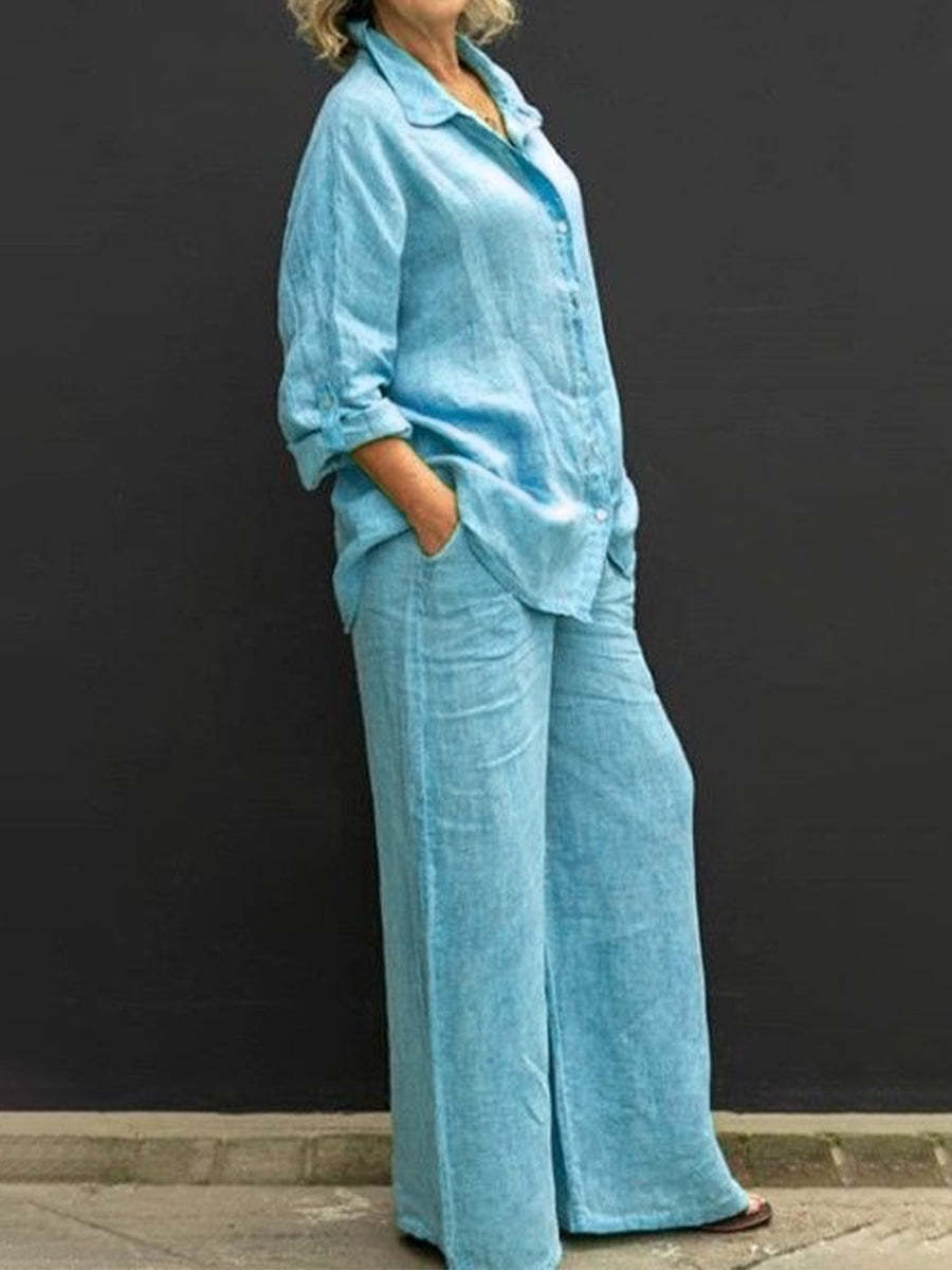 Wholesale Women Casual Solid Color Lapel Long-Sleeved Shirt