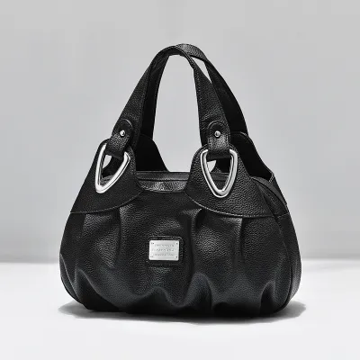 Summer Women Fashion Rose Print Large Capacity Handbag PU Zipper
