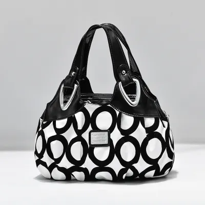 Summer Women Fashion Rose Print Large Capacity Handbag PU Zipper