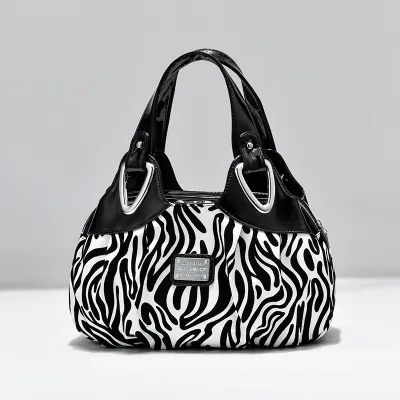 Summer Women Fashion Rose Print Large Capacity Handbag PU Zipper