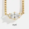 14K Shallow Gold White Stone