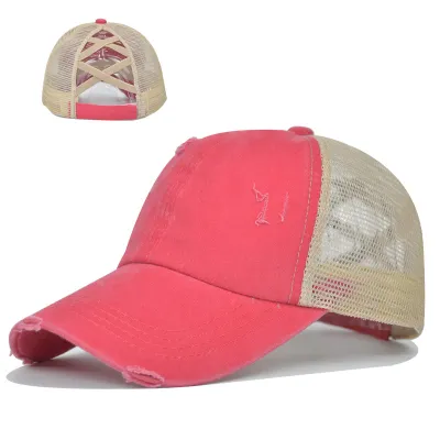 Unisex Fashion Ripped Mesh Splicing Breathable Trucker Hat