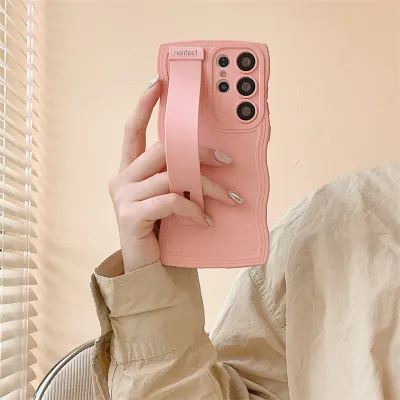 Women Fashion Solid Color Silicone Wristband Stand Samsung Mobile Phone Case