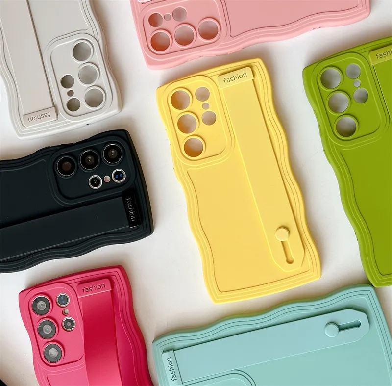 Women Fashion Solid Color Silicone Wristband Stand Samsung Mobile Phone Case