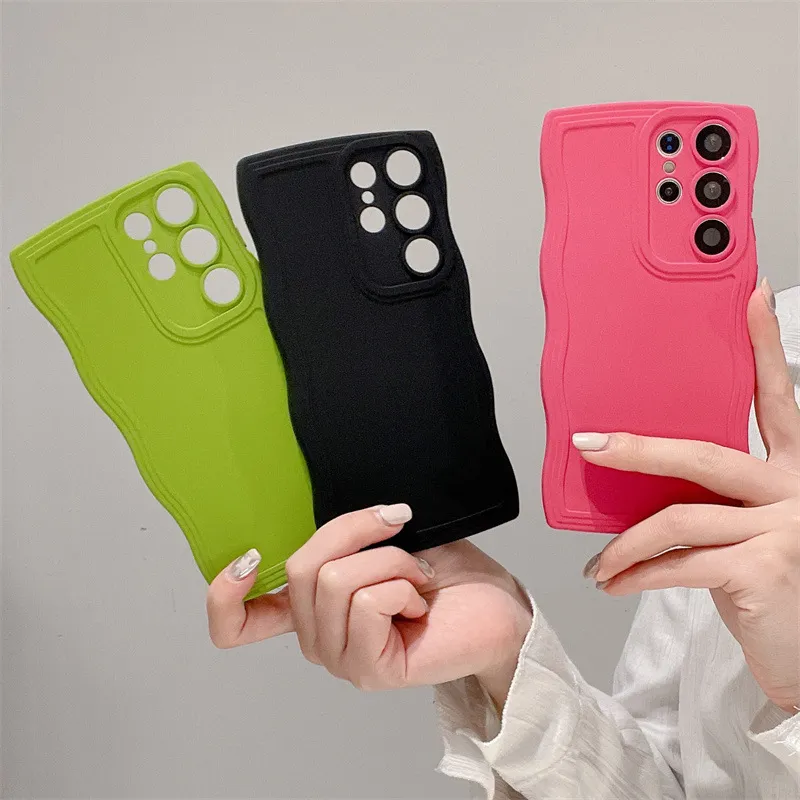 Women Fashion Simple Silicone Wavy Edge Samsung Mobile Phone Case
