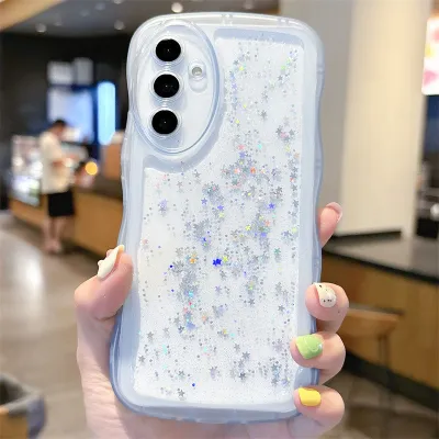 Women Fashion Glitter Clear Dripping Star Silicone Samsung Phone Protective Case