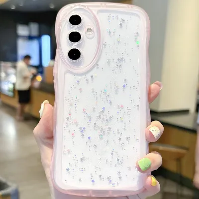 Women Fashion Glitter Clear Dripping Star Silicone Samsung Phone Protective Case