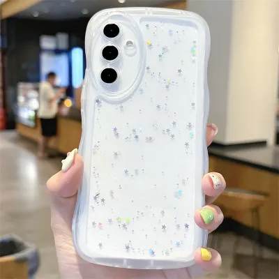 Women Fashion Glitter Clear Dripping Star Silicone Samsung Phone Protective Case