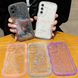 Women Fashion Glitter Clear Dripping Star Silicone Samsung Phone Protective Case