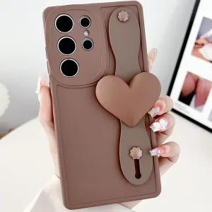 Women Fashionable Simple Heart-Shaped Wrist Stand Samsung Mobile Phone Case