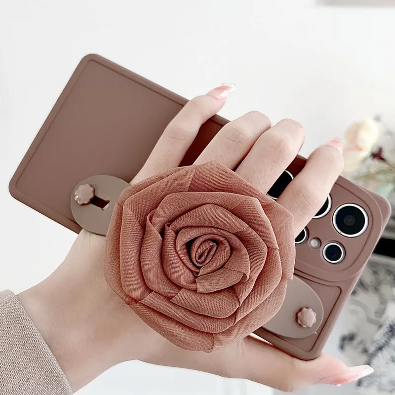 Women Fashion Three-Dimensional Floral Silicone Stand Mobile Phone Case for Samsung - Portable
