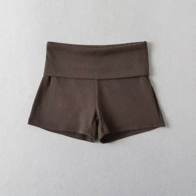 Women Fashion Sexy Lace-Up Strapless Tanks Turn-Up Shorts Set