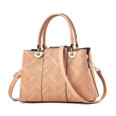 Women Urban Simplicity Embossed Large Capacity PU Square Zipper Handbag