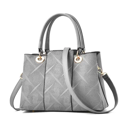 Women Urban Simplicity Embossed Large Capacity PU Square Zipper Handbag