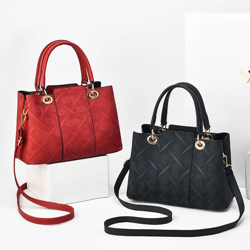 Women Urban Simplicity Embossed Large Capacity PU Square Zipper Handbag
