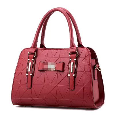 Women Simple Rhomboid Large Capacity PU Handbag Boston Bag