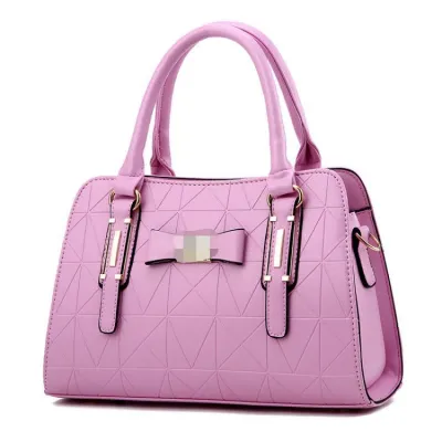 Women Simple Rhomboid Large Capacity PU Handbag Boston Bag