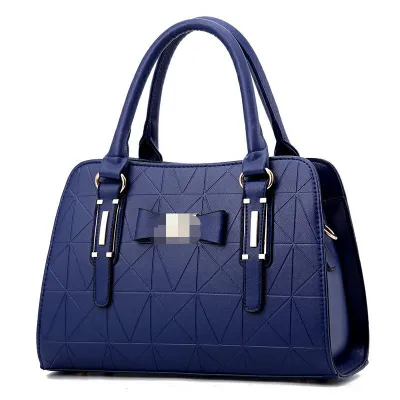 Women Simple Rhomboid Large Capacity PU Handbag Boston Bag