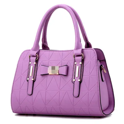 Women Simple Rhomboid Large Capacity PU Handbag Boston Bag