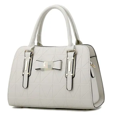 Women Simple Rhomboid Large Capacity PU Handbag Boston Bag