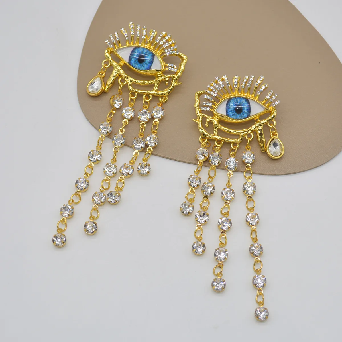 Women's Fashion Exaggerated Evil Eye Tassel Dangle Earrings Alloy