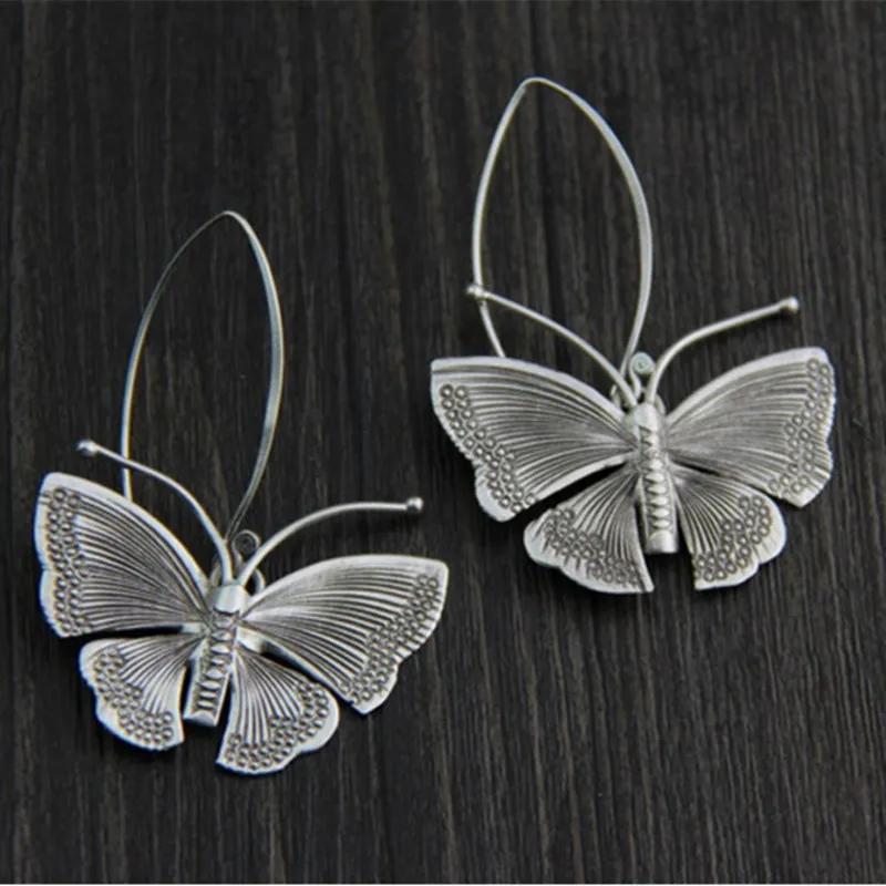 Women Simple Retro Butterfly Earrings Gold Alloy Geometric