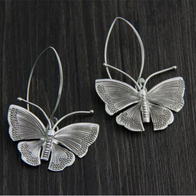 Women Simple Retro Butterfly Earrings Gold Alloy Geometric