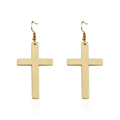Women Simple Cross Metal Earrings