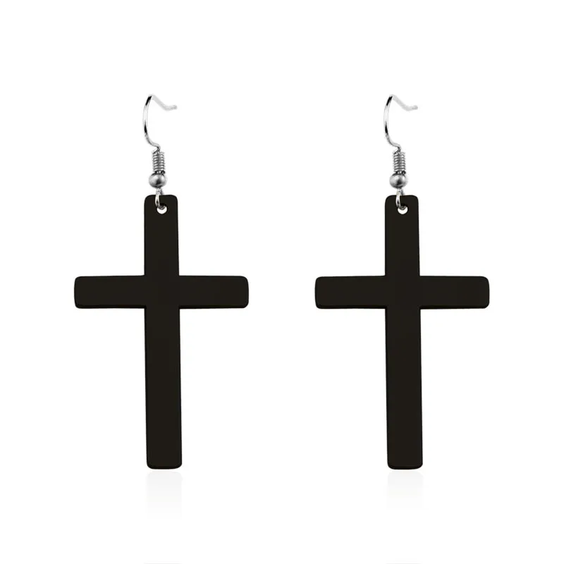 Women Simple Cross Metal Earrings