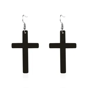 Women Simple Cross Metal Earrings