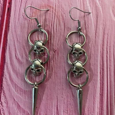 Women Vintage Skull Earrings Old Money Wind Zinc Alloy Fashion Commuter