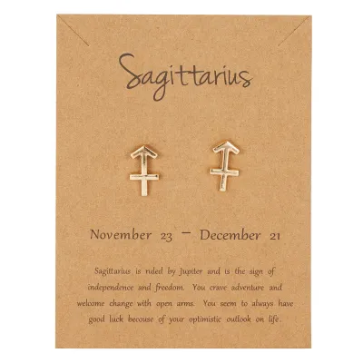 Women Fashion Creative Twelve Zodiac Symbol Alloy Earrings
