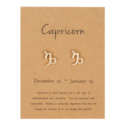 Women Fashion Creative Twelve Zodiac Symbol Alloy Earrings