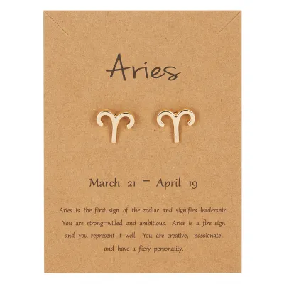 Women Fashion Creative Twelve Zodiac Symbol Alloy Earrings