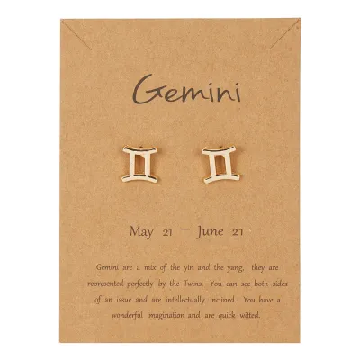Women Fashion Creative Twelve Zodiac Symbol Alloy Earrings