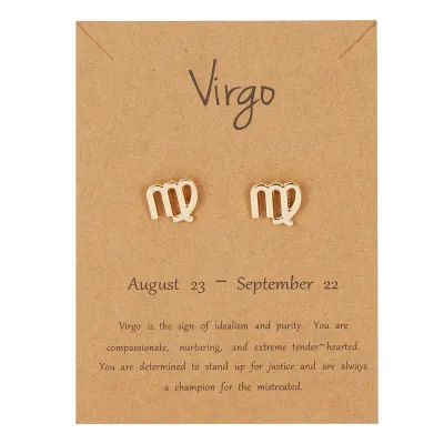 Women Fashion Creative Twelve Zodiac Symbol Alloy Earrings