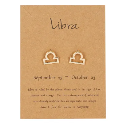 Women Fashion Creative Twelve Zodiac Symbol Alloy Earrings